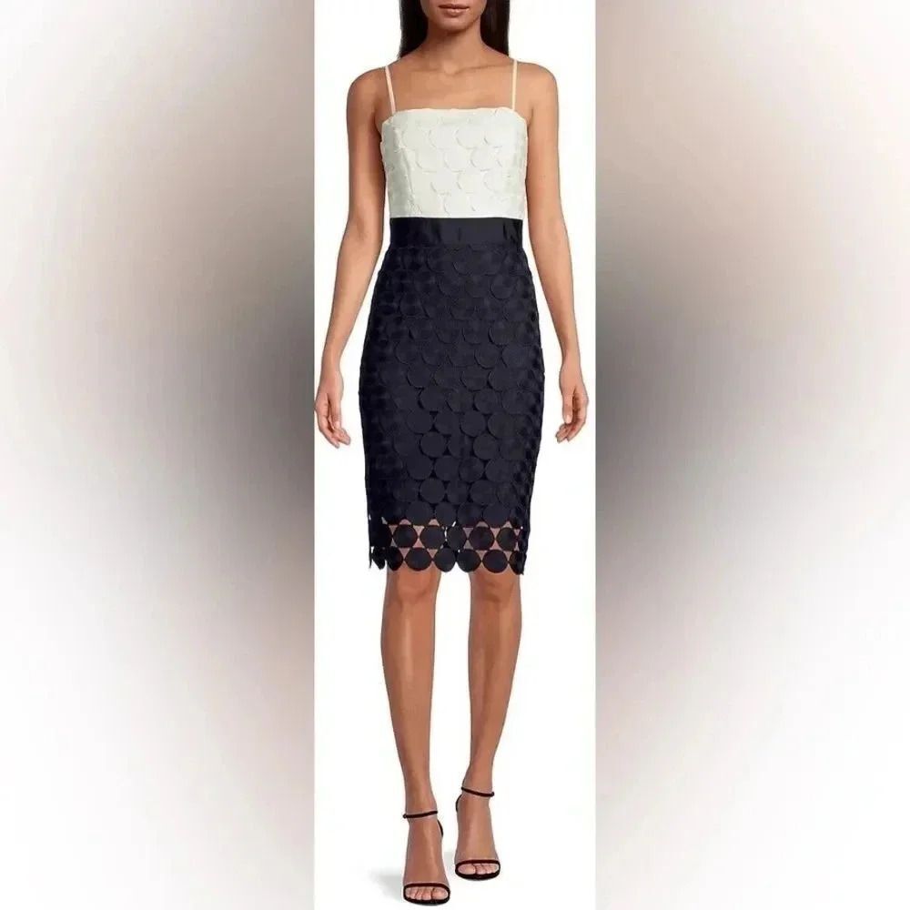 MILLY women’s Embroidered Circles navy & white mini Cocktail Dress sz 0